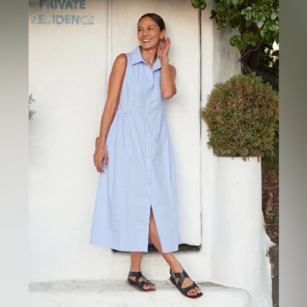 Sleeveless Blue Midi Dress